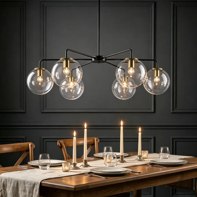 Royelle 6 - Light Sputnik Glass Globe Chandeliers Pendants Light