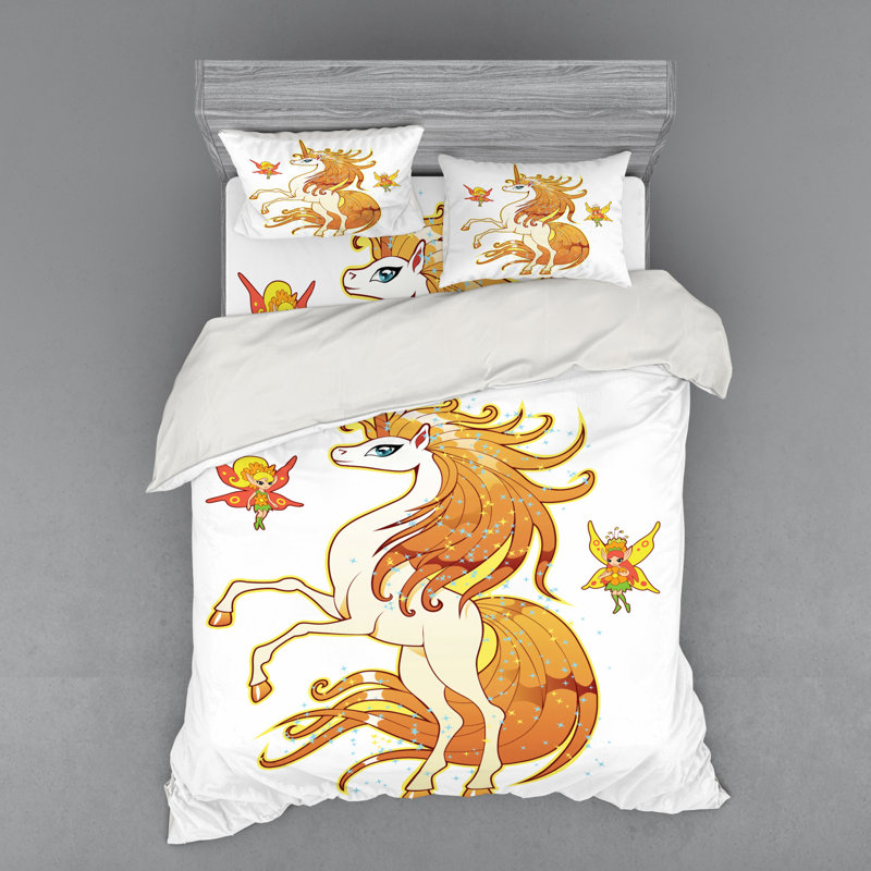 Ensemble de housse de couette licorne, Housse de couette grand + 3 pièces supplémentair
