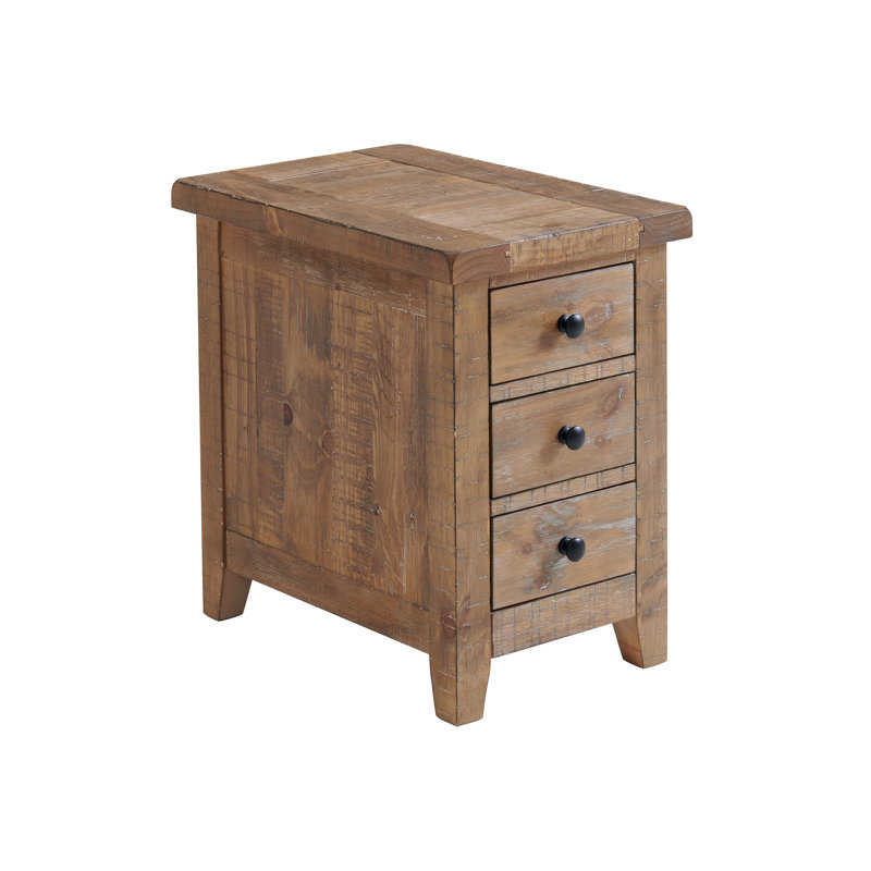 Table de bout à 3 tiroirs en bois massif de 24 po de hauteur Labruna