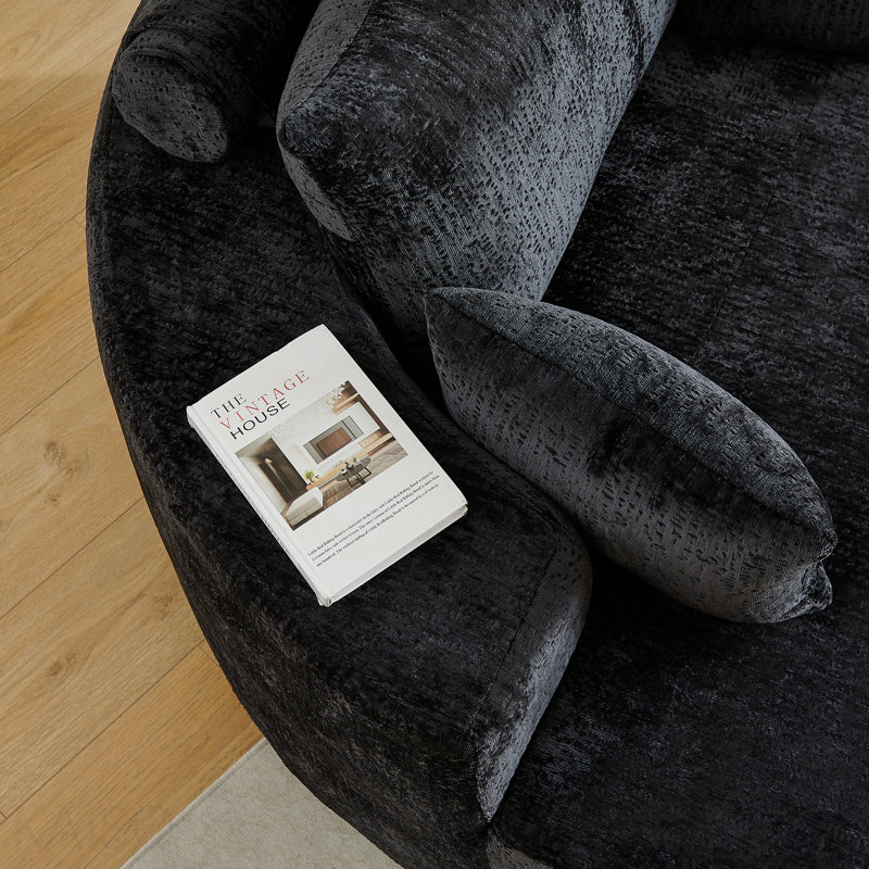 Fauteuil pivotant en polyester de 55 po - mousse, canapé moderne moelleux, pivotant à 360 degrés - multi-pièces