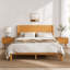 Lit plateforme en bois de pin massif de style Mid-Century moderne, brun-507542021-507542026