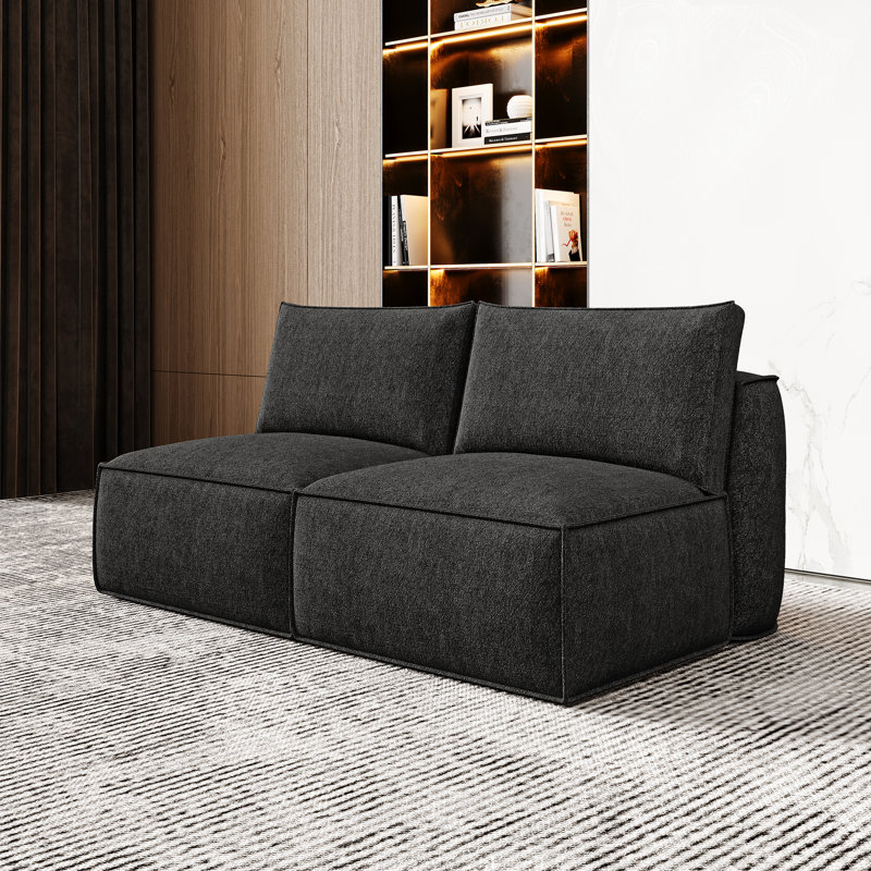 Canapé modulaire en chenille Boneless, Noir