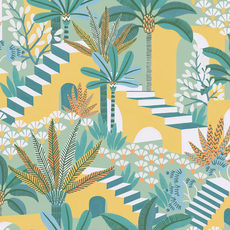 Envy Vacay Floral Wallpaper, Yellow