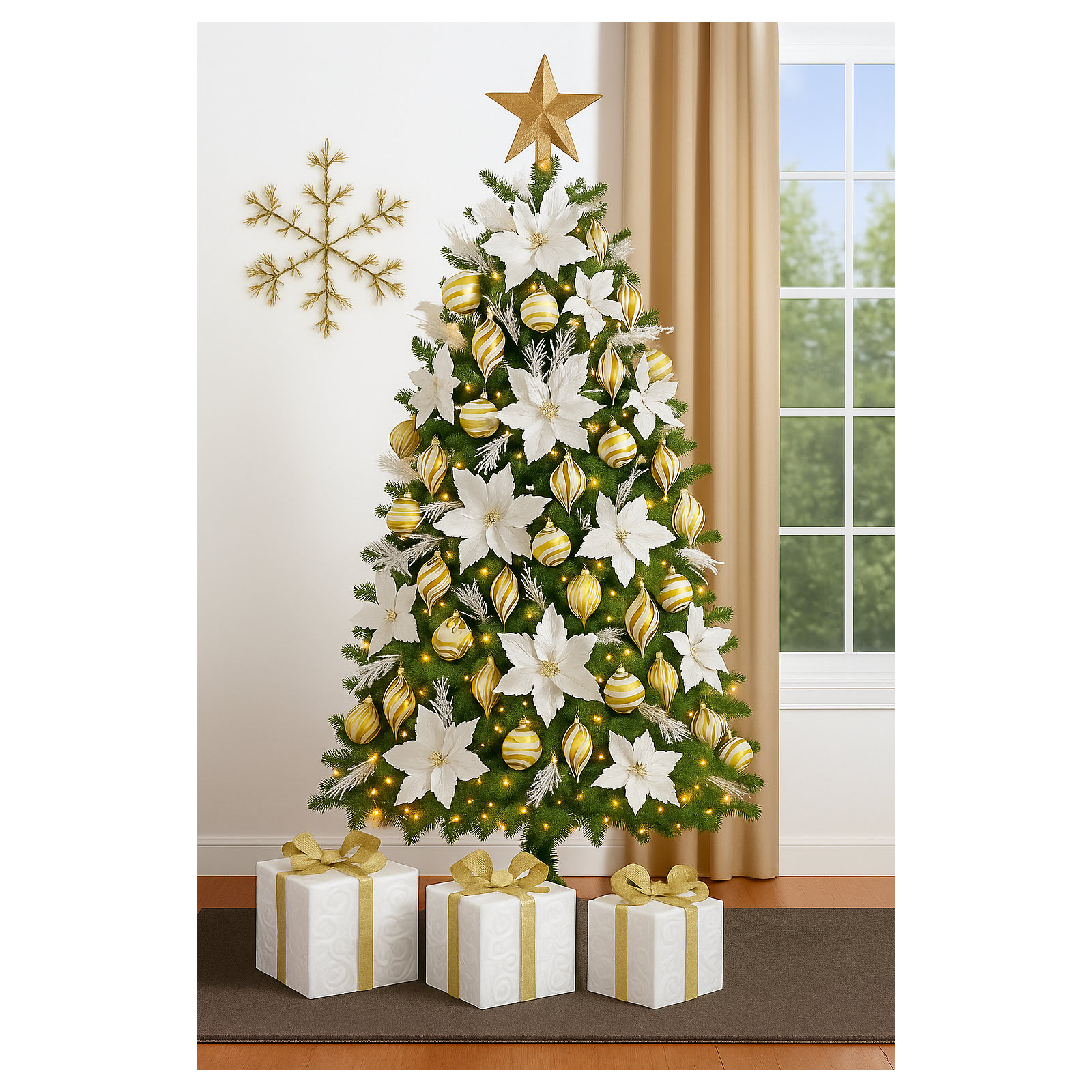 Silver Star Tree Topper, Gold