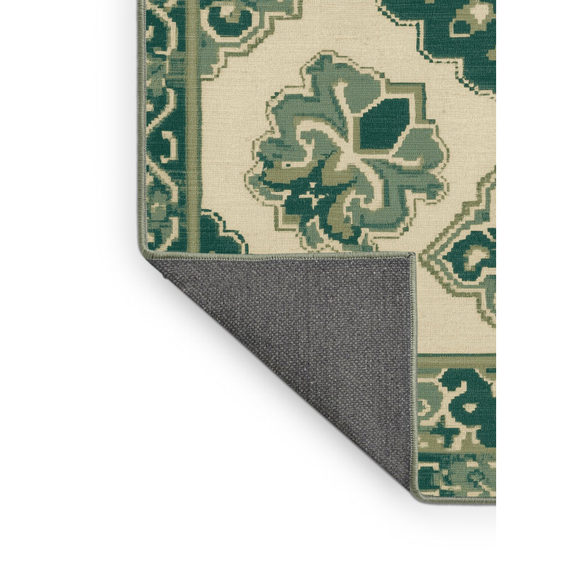 Soft Plush Fessler St Patties Modern & Contemporary Abstract Area Rug in Beige – SageGreen Binding, 2x3