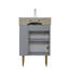 Meuble-lavabo à tablettes ouvertes de 21,6 po avec lavabo en céramique, porte à fermeture en douceur, tablette de rangement à droite, assemblage requis-122274301