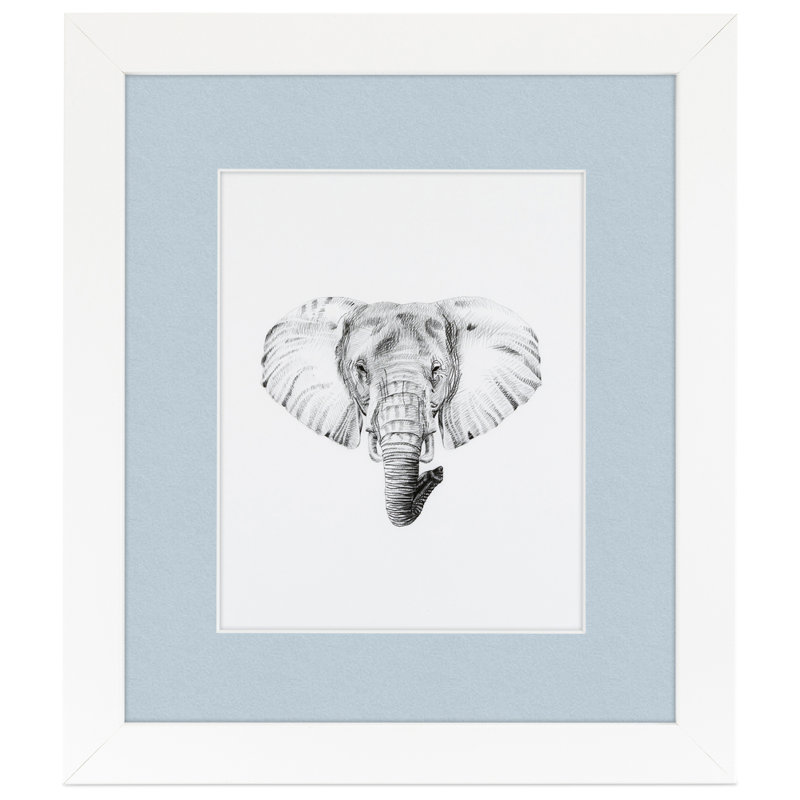 White and Baby Blue Matted Picture Frame with Satin Finish