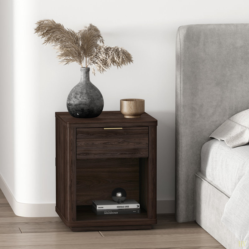 Evelyn 20" Nightstand  (1-Drawer), Brown