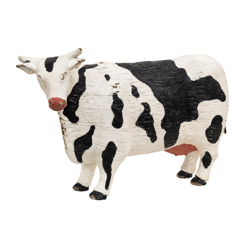 Vache en résine d'aspect vieilli