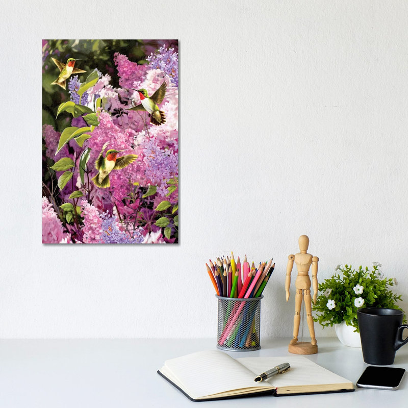 Humingbirds And Lilac by Greg & Company - Wrapped Canvas Print, 20.32 cm H x 30.48 cm W