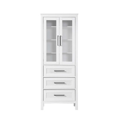 28 Inch Bath Storage Glass Cabinet in White