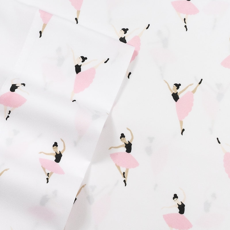 Twin Black and Pink Microfiber Kids' Ballerina Sheet Set