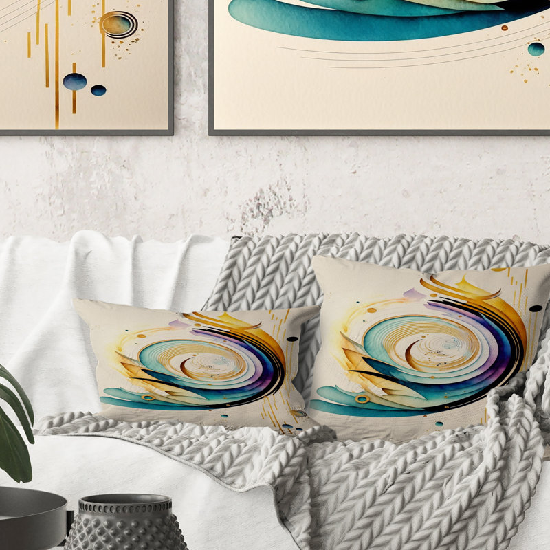 Coussin décoratif coloré avec spirale aquarelle colorée