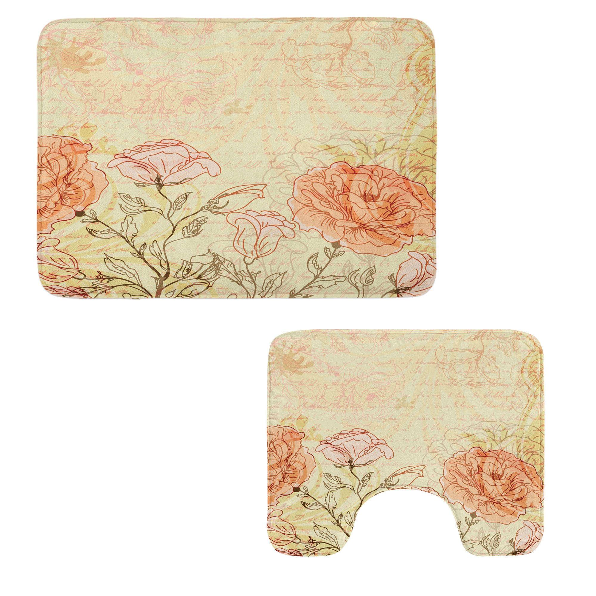 East Urban Home Vintage Bathroom Rug Set 2 Pieces Rectangle & Contour ...