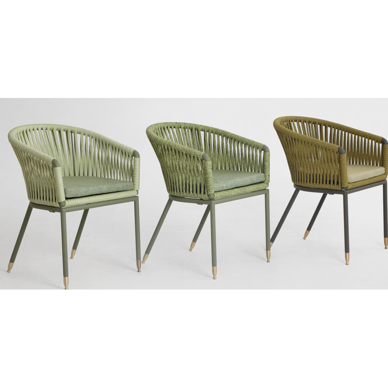 Summer Outdoor Dining Armchair, Red Brown/Brass, Sand Beige Flat Ropetek