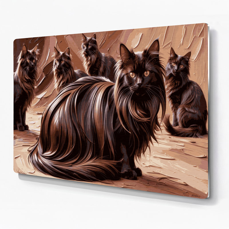 Cats York chocolat noir, art mural en métal, H 96 po x l 120 po x P 0,05 po