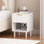 Table de chevet blanche moderne de 22,83 po de hauteur avec un tiroir et une tablette ouverte (table de chevet seulement)