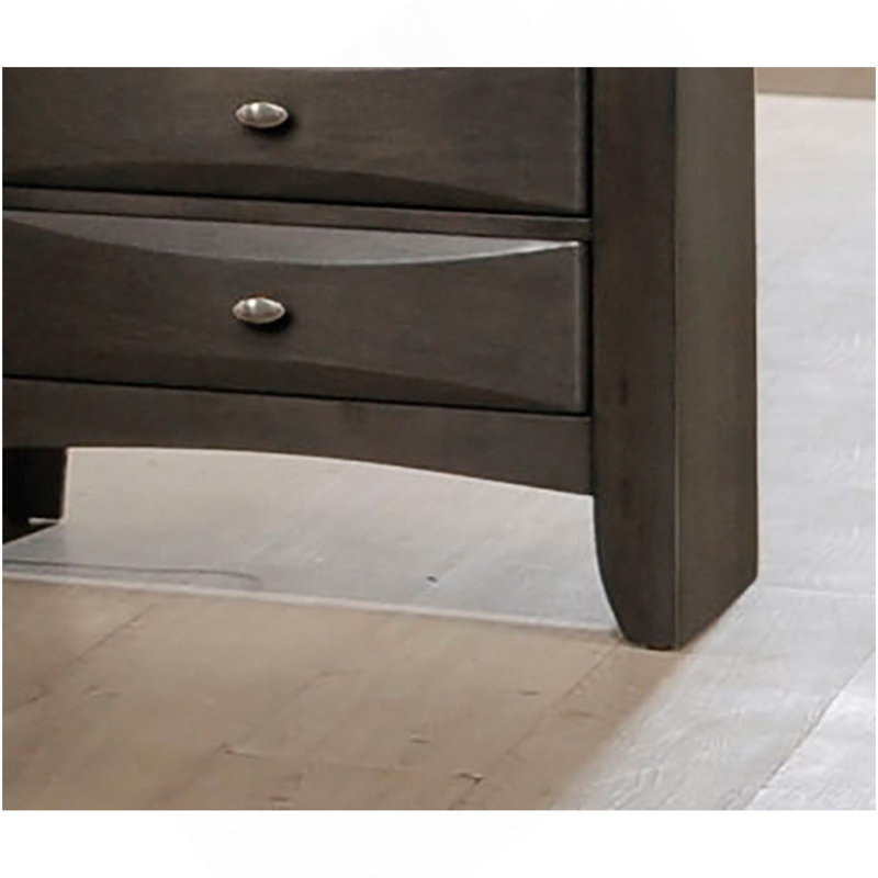 Commode de style transitionnel 1pc Poignées ovales à 5 tiroirs, Gris