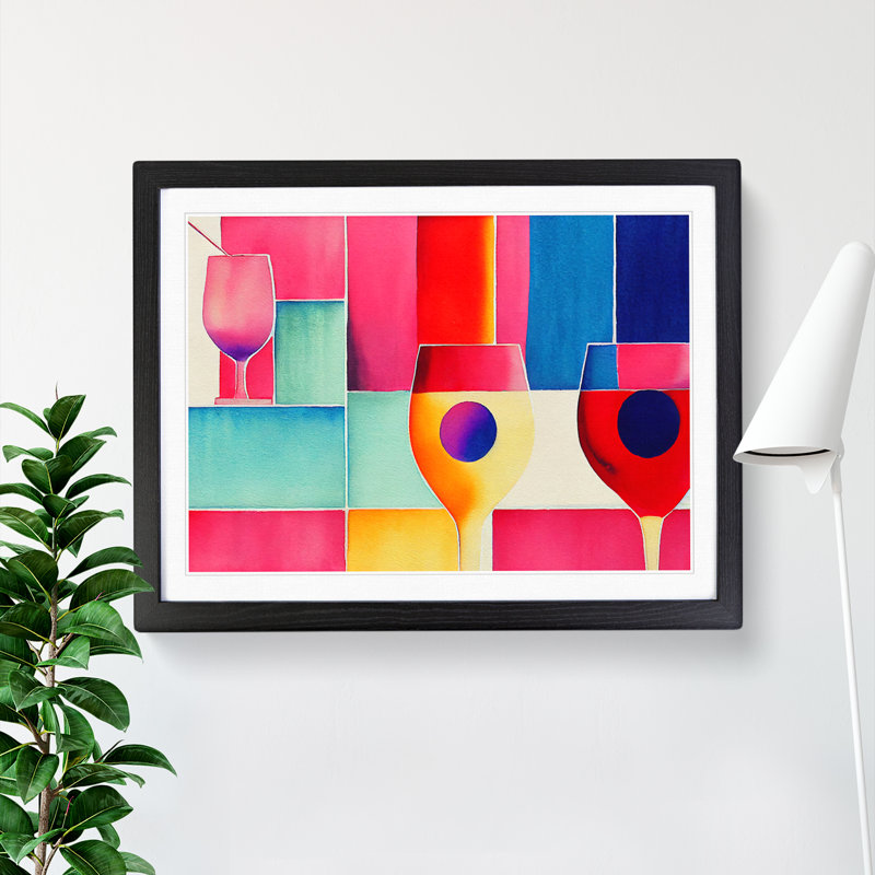 Watercolour Cocktail Painting Vol.2 Abstract - Single Picture Frame Print, Black Framed, 46cm H x 64cm W x 2cm D