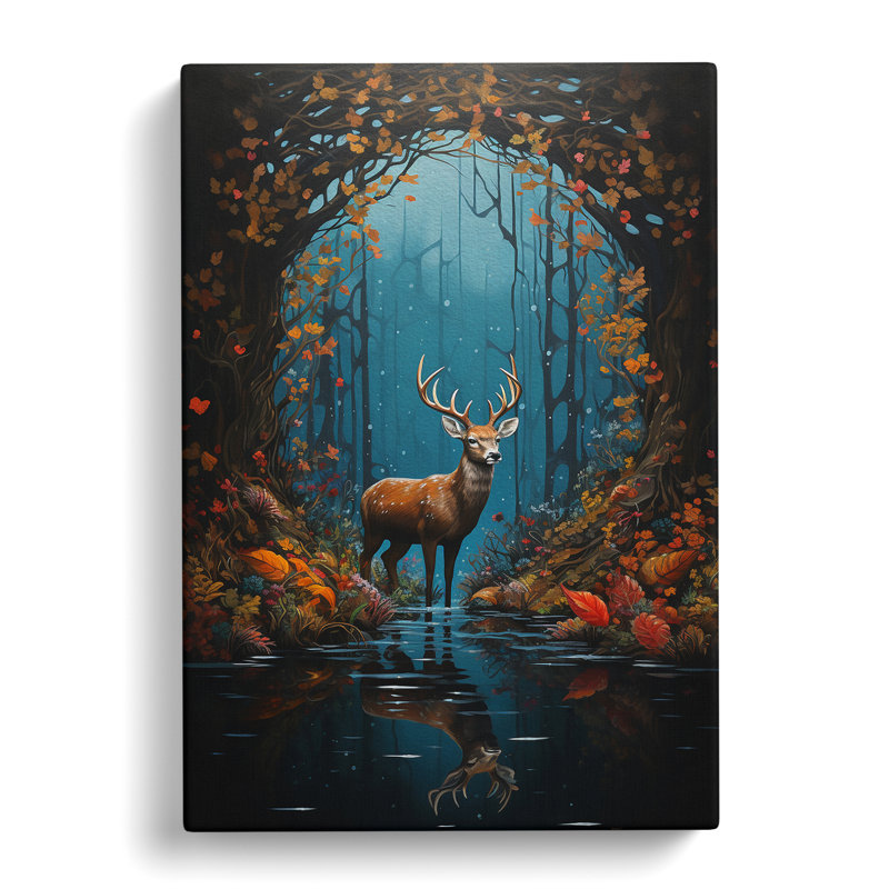 Deer Hard Edge Painting Art - No Frame Print, 50cm H x 35cm W x 3cm D