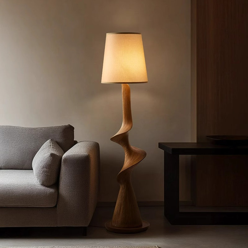 Beige + Burlywood Fabric + Resin Free form Floor Lamps