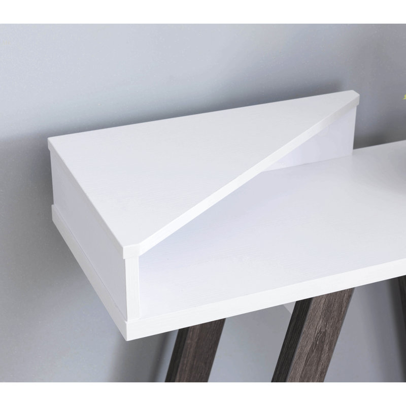 Console contemporaine à deux tons avec deux tablettes - blanc et gris, Blanc