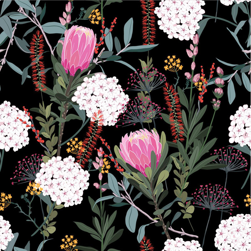 Peel & Stick Floral Wall Mural, 125" W x 10.42" L