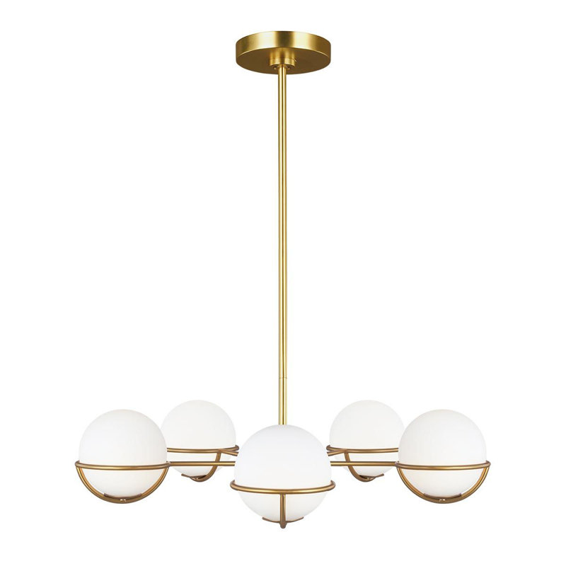 Reynaldo 5 - Light Shaded Chandelier, Burnished Brass