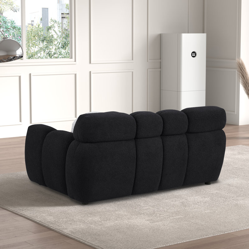 Sellner Upholstered Modern Style Sofa, 28" H x 65" W x 36" D, Black