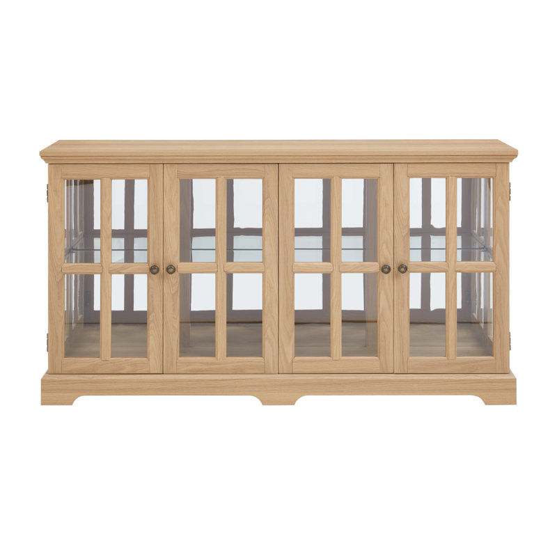 LED Curio Display Cabinet Antique Display Cabinet With Glass Doors Adjustable Shelves For Collectibles Four Door Design Vintage Showcase For Home Or Office Antique Display Case