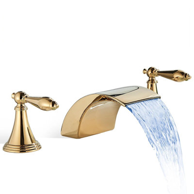 Robinet de lavabo de salle de bain espacé 8 po à 3 trous pour robinet de lavabo or 2 poignées Gold