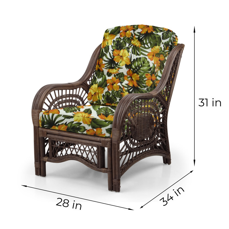 Lillebonne Upholstered Armchair, Green/Yellow Tropical