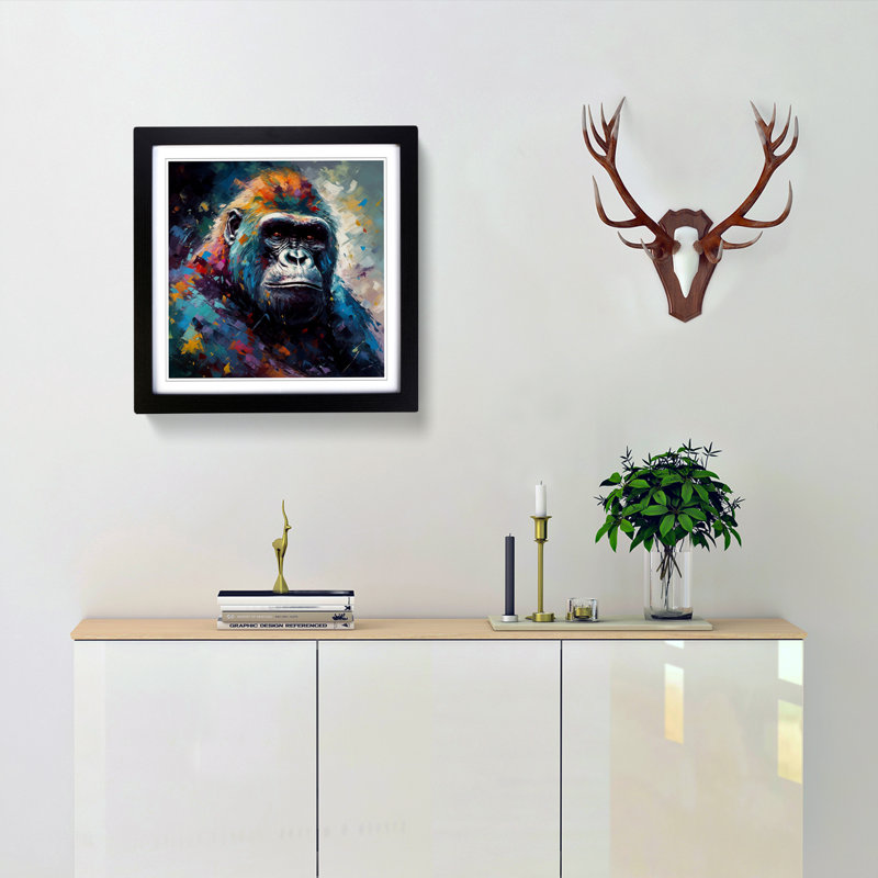 Gorilla Neo-Impressionism No.3 - Framed Print, Black