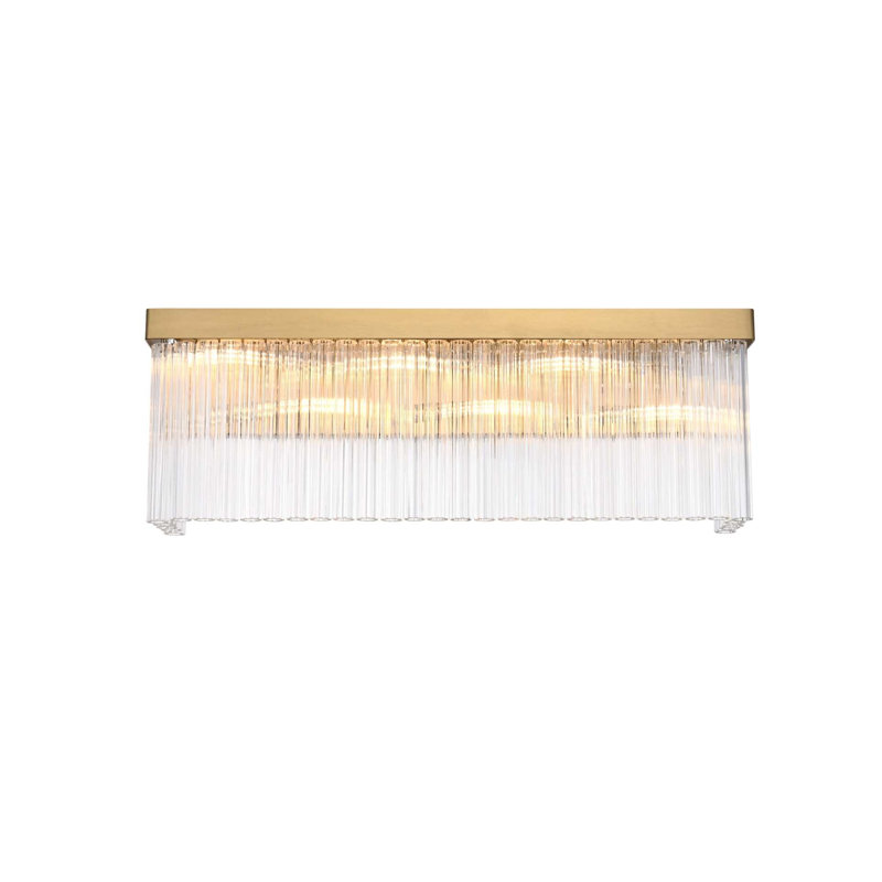 Applique murale 26 po Harlow, H 9 po x l 26,5 po x P 5 po, Or satiné, Six lumières
