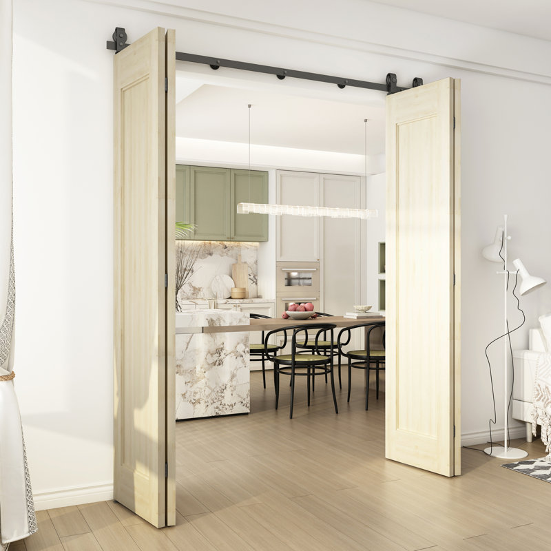 Ensemble de quincaillerie de porte de grange double pliante (portes non incluses), 75,6 po