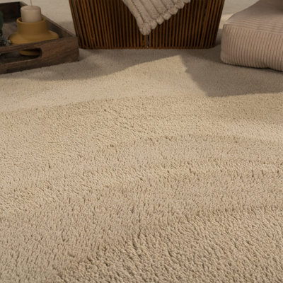 Soft Area Rug Cozy Low-Pile Rug Anti-Slip Solid Color Washable