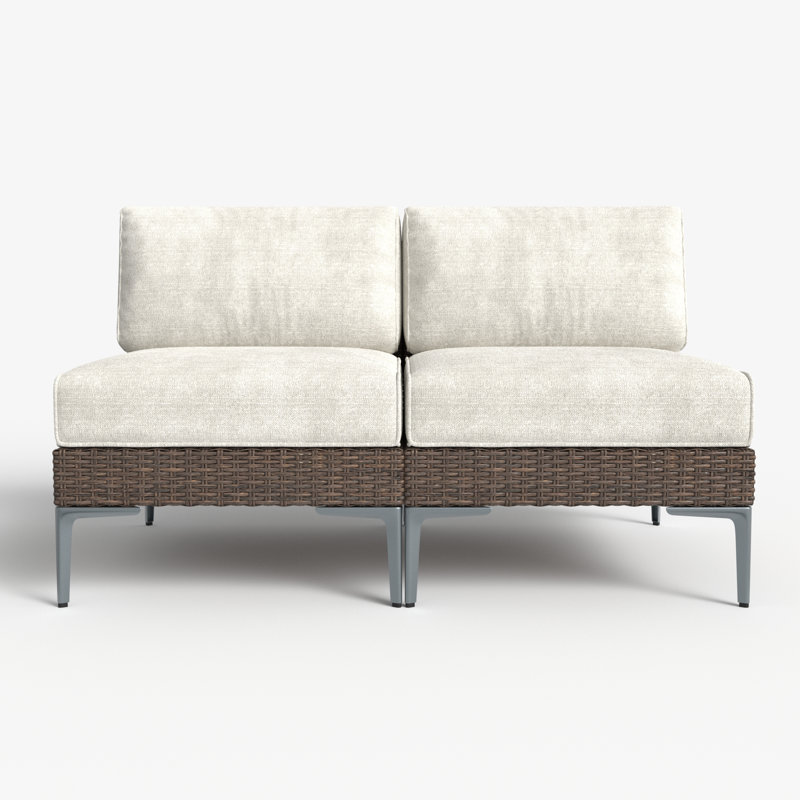 Wicker Outdoor Armless Lounge Chair, Beige