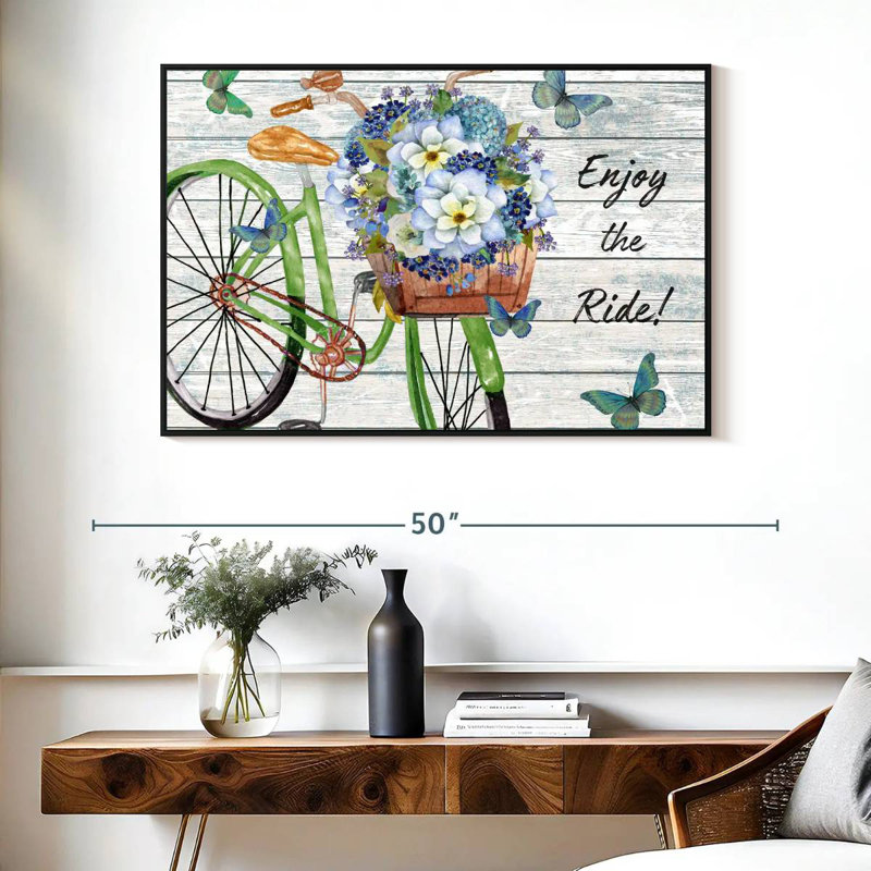 Inspirations de bicyclette III, Cadre flottant noir, 40 po x 27 po