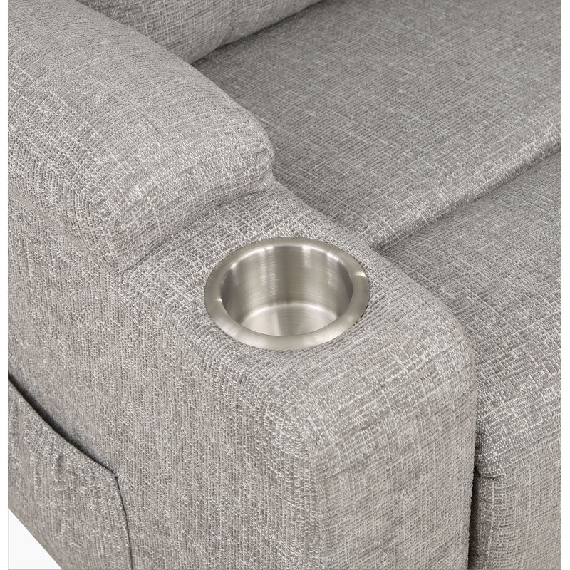 Power Recliner Chair Swivel, Upholstered 360° Swivel Recliner With Gold 5-Star Base, Light Grey, Smooth Motion And Ergonomic Design