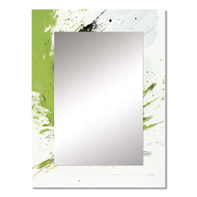 Green and white abstract spiral collage II - Abstract Collages Mirror, Modern Unique Wall Mirror, Printed Metal Art
