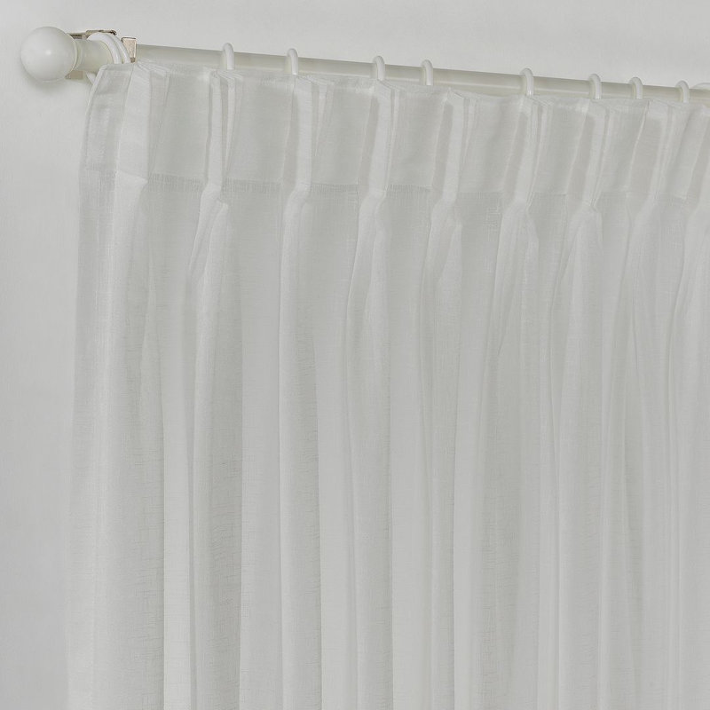 Pinch Pleated Extra Long & Extra Wide Faux Linen Semi Sheer Single Panel, 100" W x 72" L, Off White/Ecru