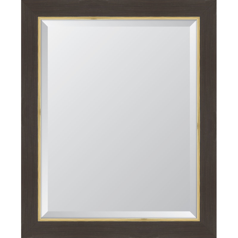Miroir d’appoint biseauté brizzia, 25 po x 31 po, Brun/doré