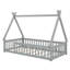 Lit simple en bois en forme de tente avec garde-corps-544387886