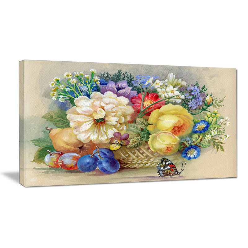 Large Floral Wall Art Canvas in Multicolor, 32" Wide x 16" High