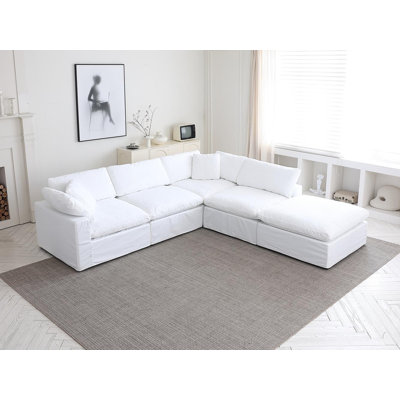 Auralane 5 - Piece Upholstered Sectional, Cloud Modular Sectional Sofa Couch with Ottoman for Living Room Bedroom