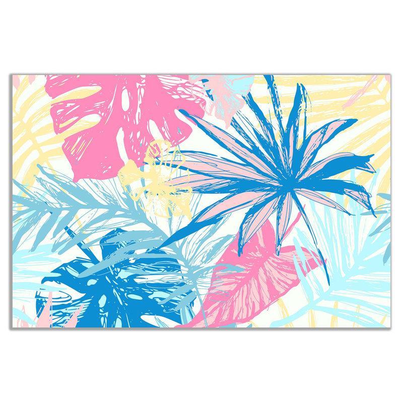 Grunge Textured Tropical Leaves - Wrapped Canvas Print, 20cm H x 31cm W