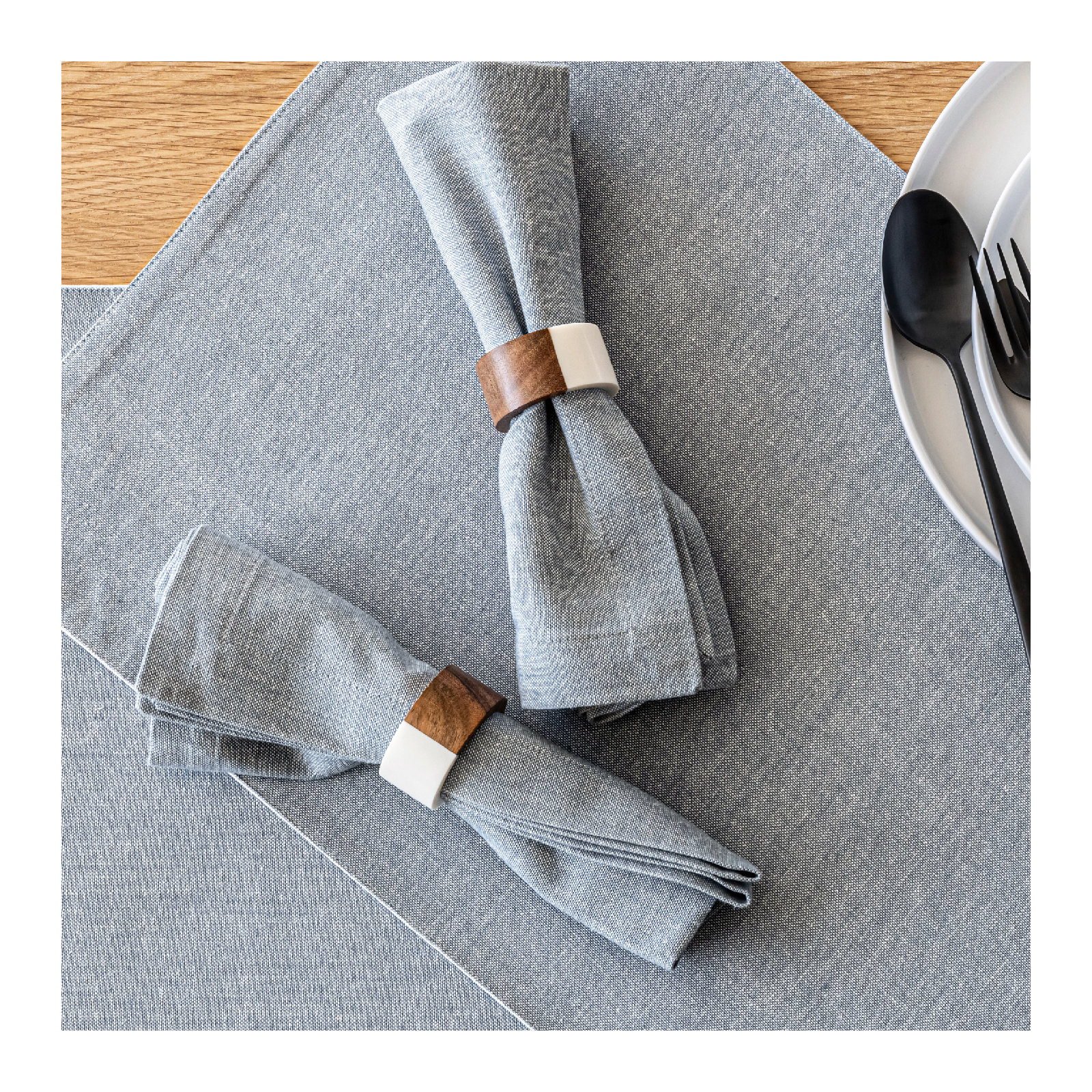 over&back Washed Cloth Napkins, Blue