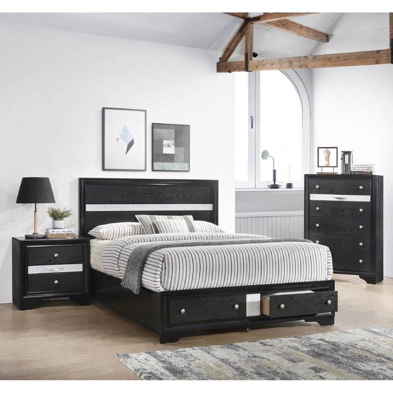 Mobilier de chambre en bois massif de luxe moderne 1 pièce Glam