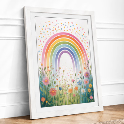 Rainbow Over Wildflowers Botanical - Framed Print