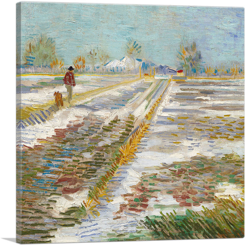 «Landscape with Snow 1888» par Vincent Van Gogh, reproduction d'art sur toile tendue, H 26 po x l 26 po x P 1,5 po